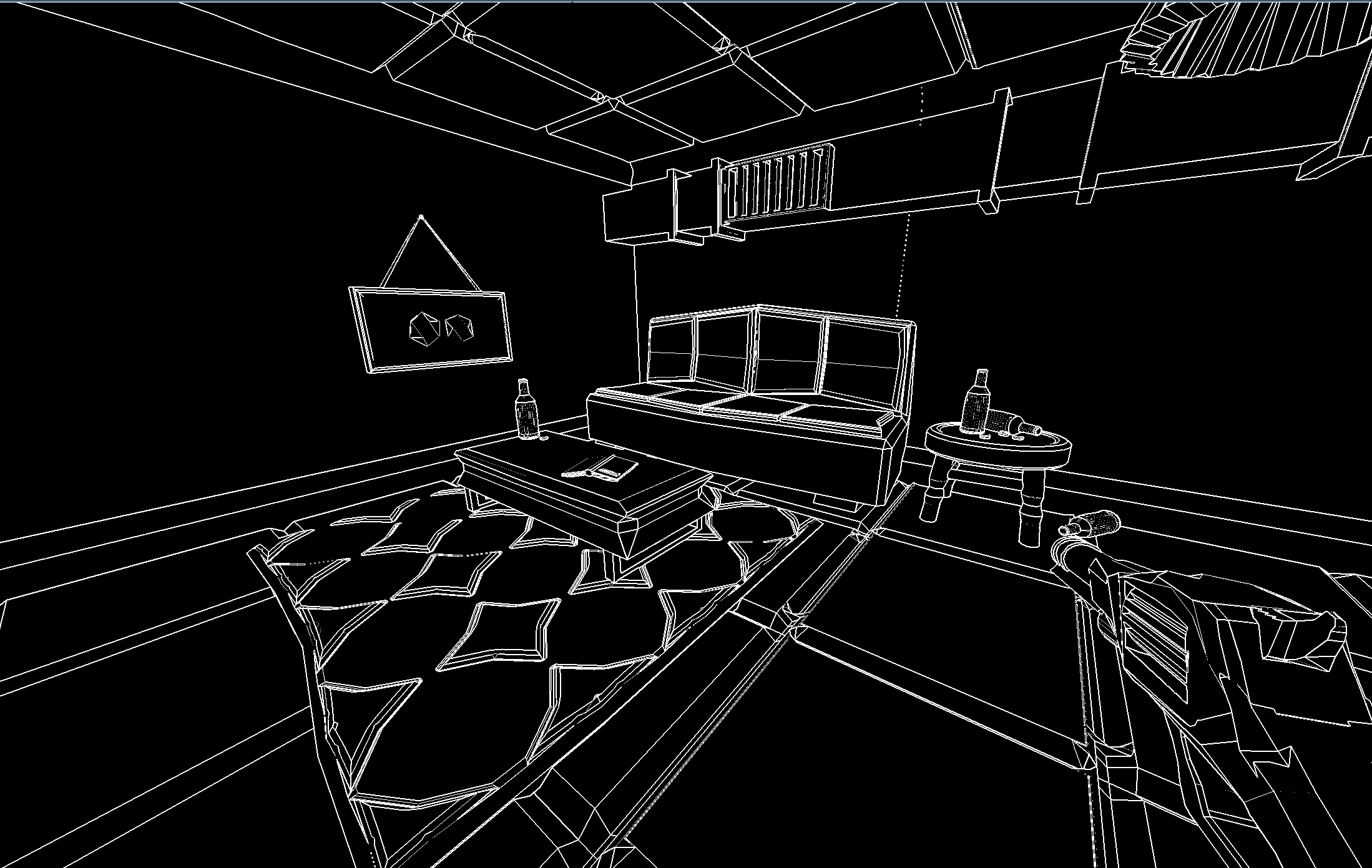 Black room with only white details
