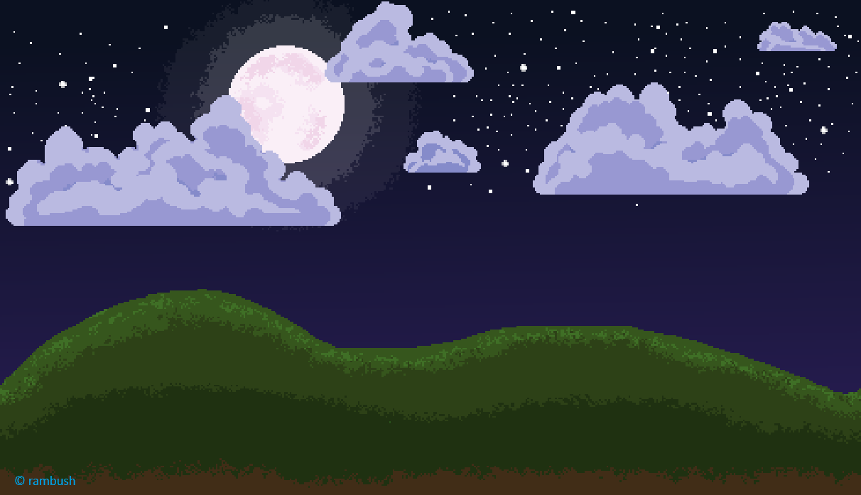night sky and rolling hills
