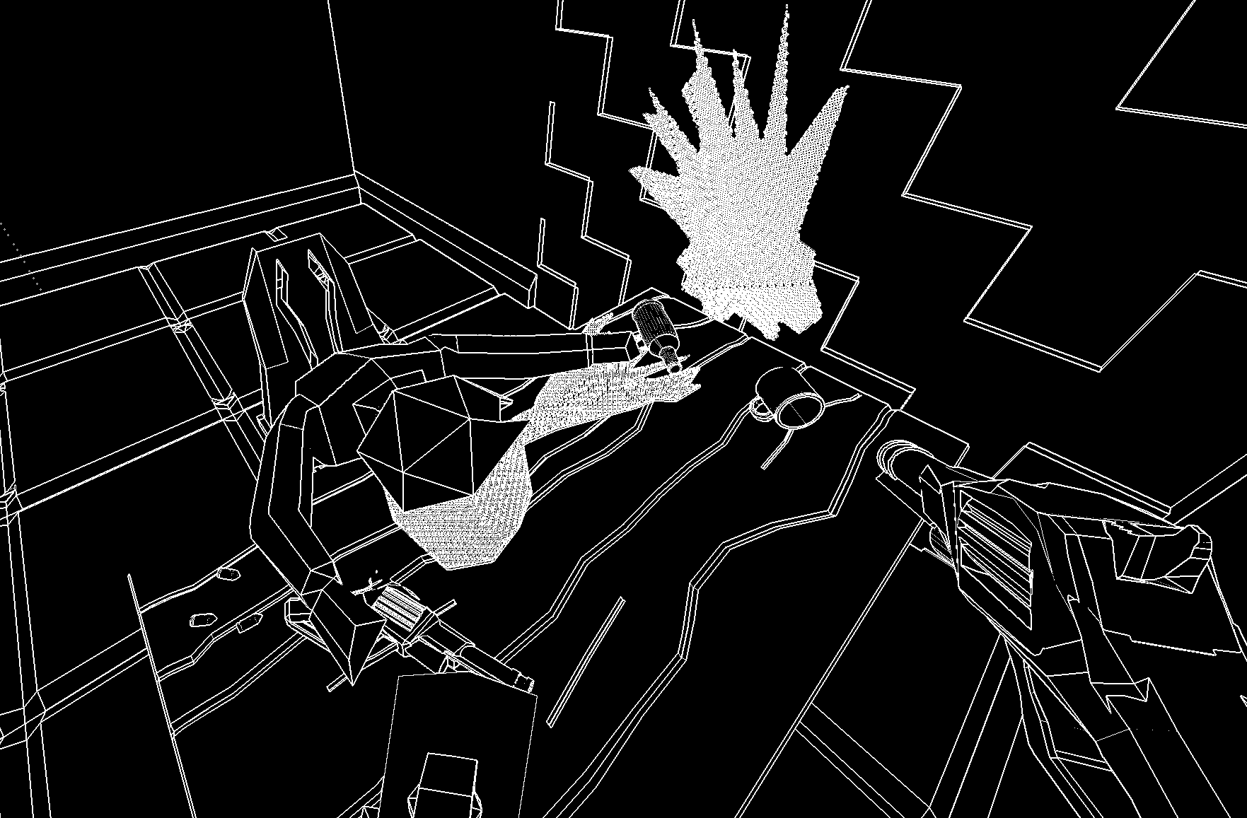 Black room with only white details